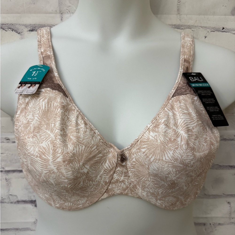 Bali Bra 40D Passion For Comfort Fan Leaf Print Brown‎ Minimizer DF3385 New